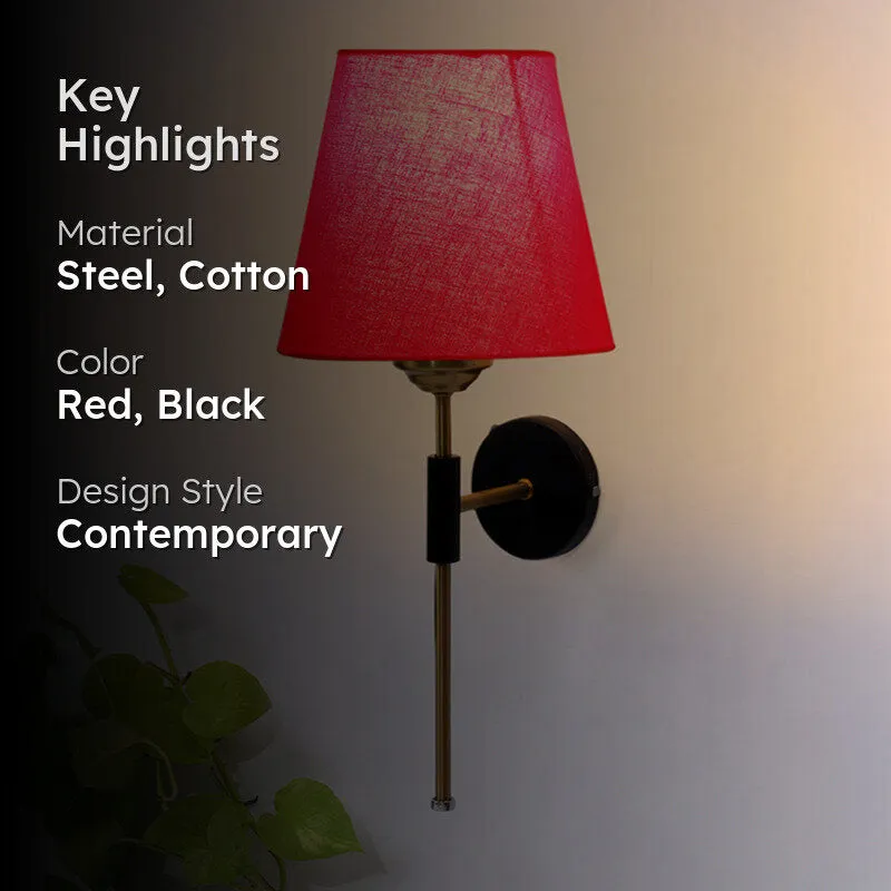 Beryll Steel & Cotton Wall Lamp - Red media 2