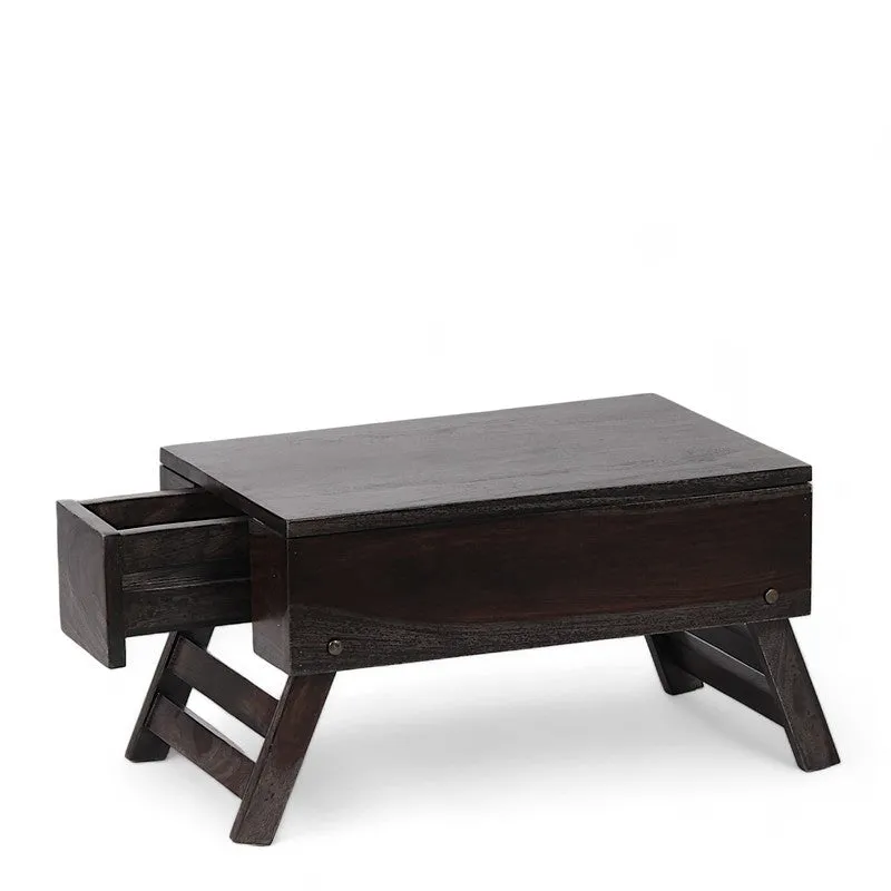 Nverox Sheesham Wooden Side & Bedside Table - Brown,Black media 3