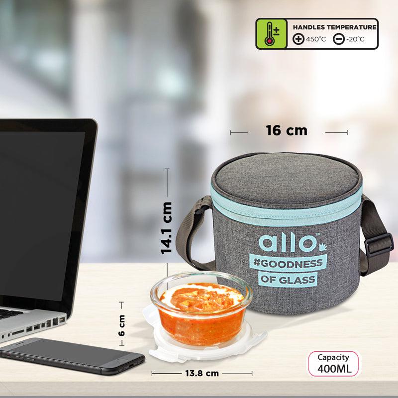 Oliva Round Glass Lunch Box With Canvas Grey Lunch Bag (400 ML) - Three Piece Set media 7
