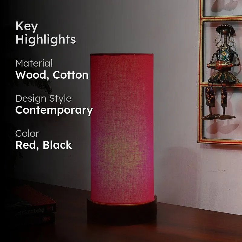 Mirza Tower Wooden Table Lamp - Red,Black media 2