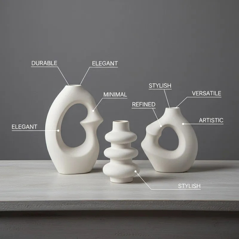 Stackra Totem Stacked Ceramic Vase (Ivory) - Set Of Three media 7