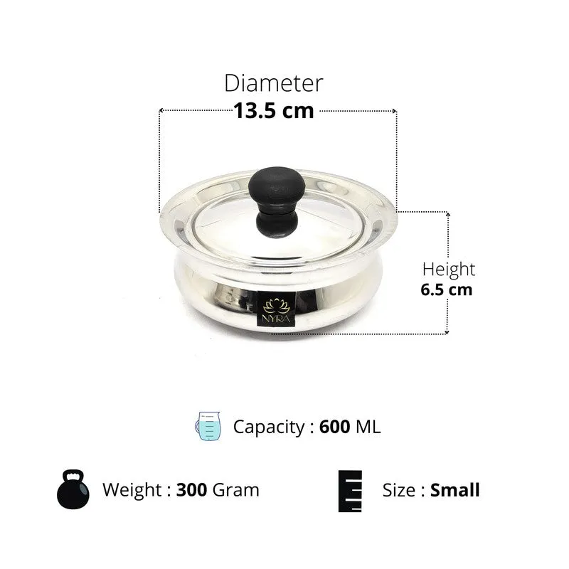 Stevora Stainless Steel Handi with Lid - 600 mL media 6
