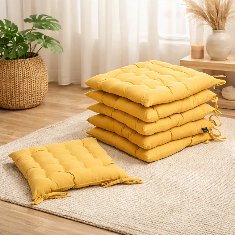 Rowan Cotton Chair Pad (Mustard Yellow) - Set Of Six media 1