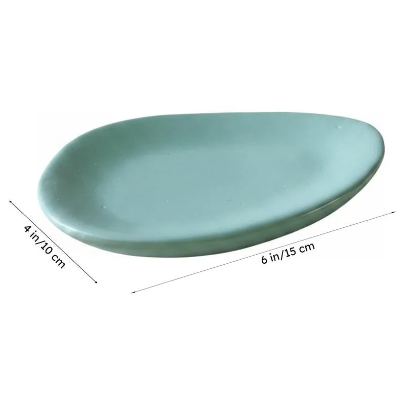 Almond Ceramic Platter (5 Inch) - Green media 8