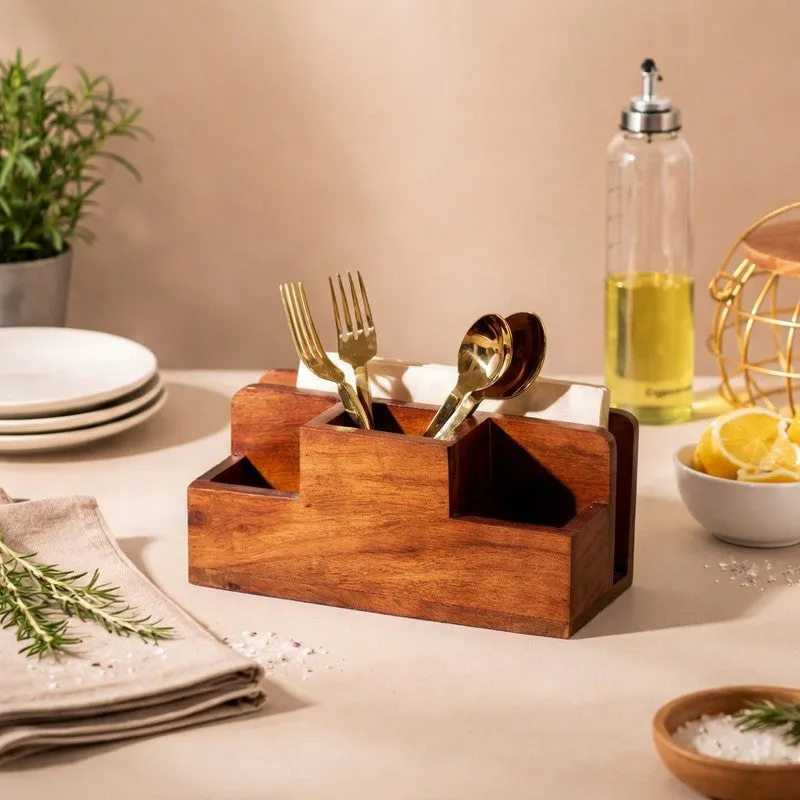 Oakra Wooden Cutlery Holder media 1