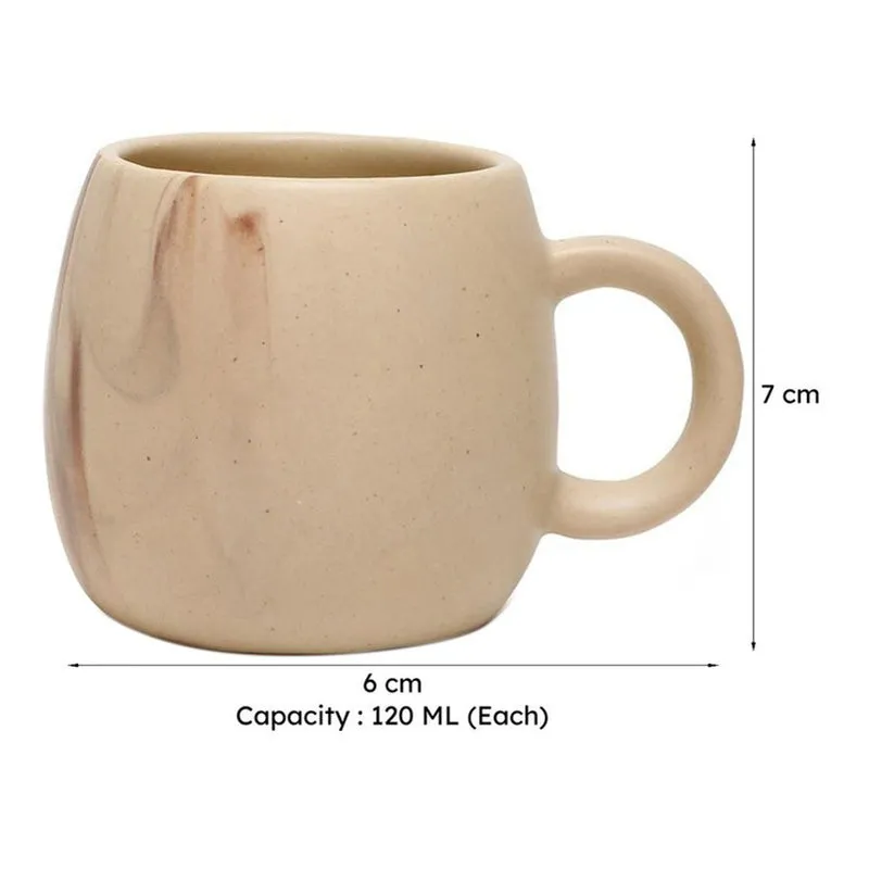Arctic Ceramic,Stoneware Tea Cup (120 mL Each) - Set Of Six - 6