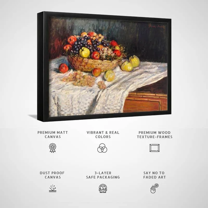 Apples And Grapes 1880 By Claude Monet - Black Frame media 3
