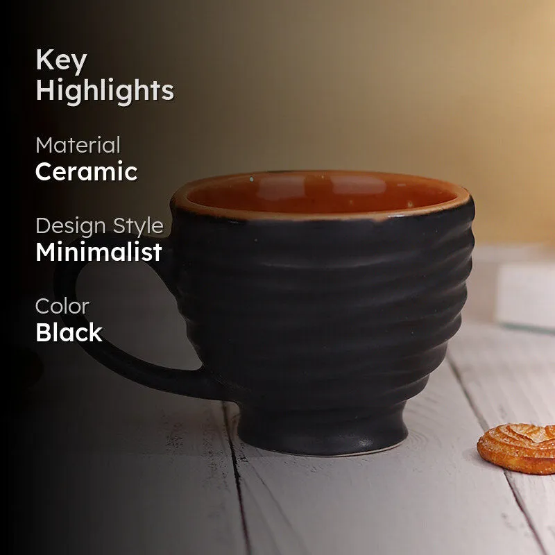 Constanza Ceramic Tea Cup (150 mL)/Black) media 2