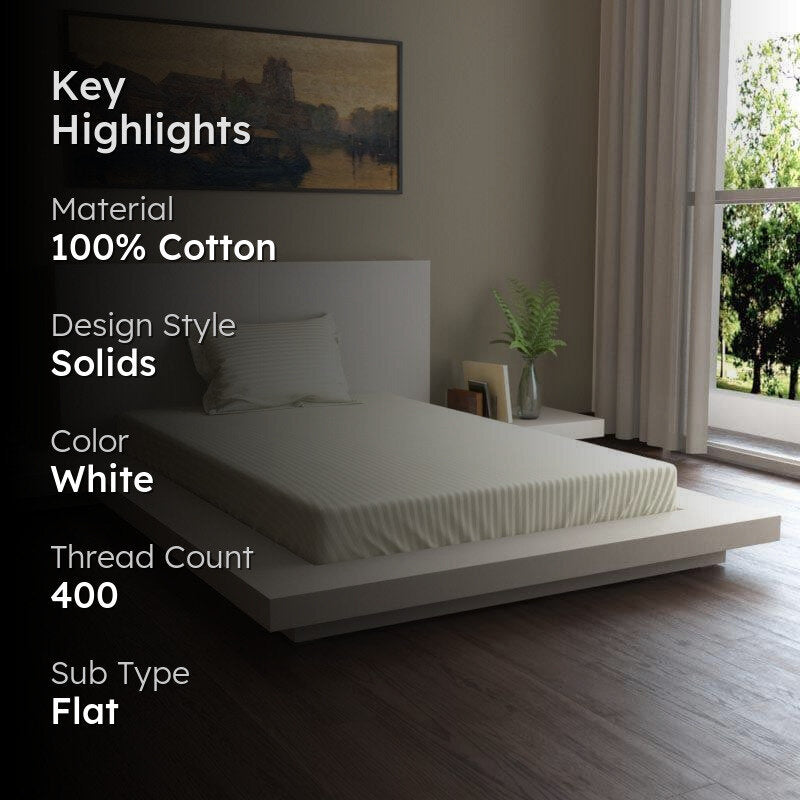Lush Lavish Solid Cotton Bedsheet (Cream) - 400 TC media 2