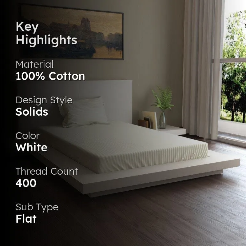 Lush Lavish Solid Cotton Bedsheet (Cream) - 400 TC media 2