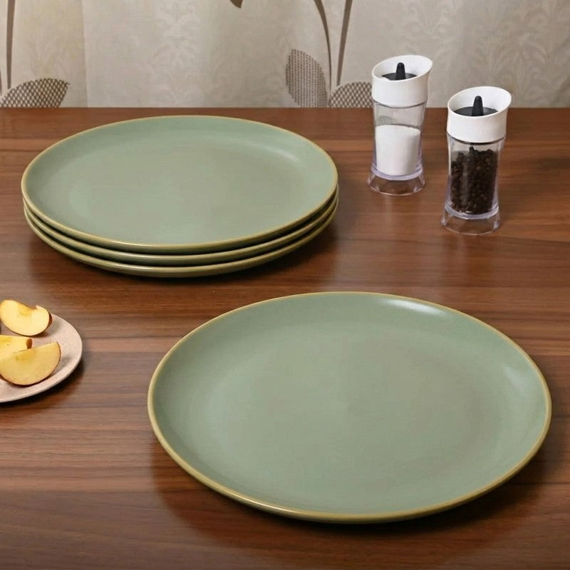 Ceramic Dinner Plates (Green) - Set of Four