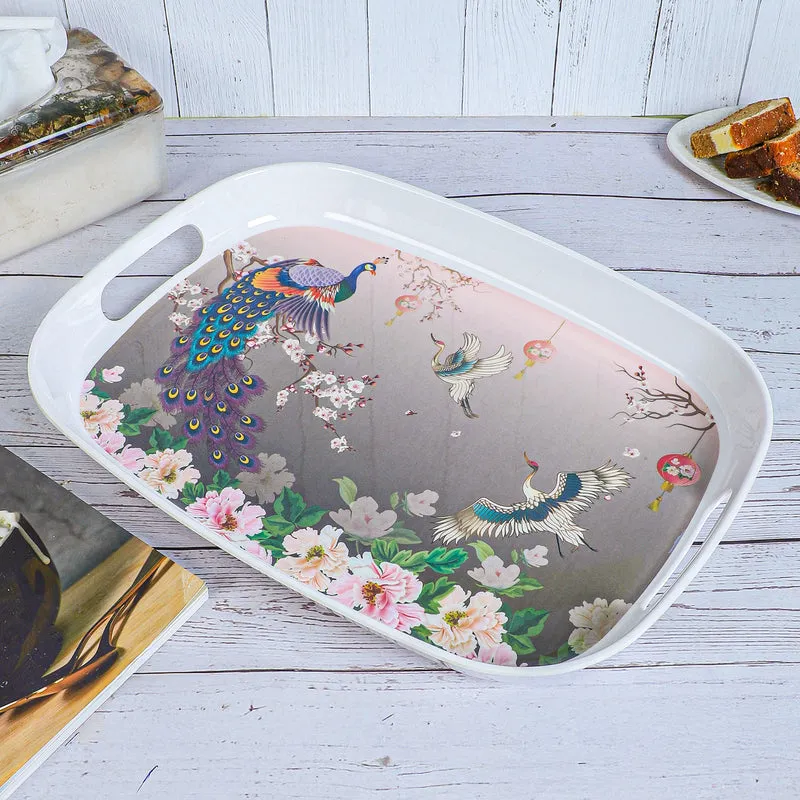 Peacock Garden Melamine Serving Tray media 5