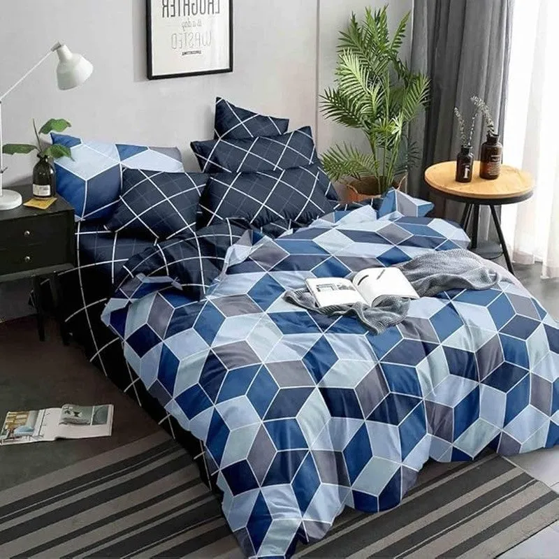 Trixie Geomatric Microfiber Bedsheet (Blue) - 110 GSM media 5