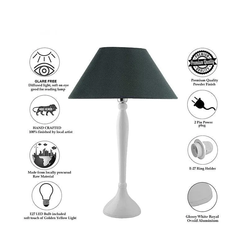 Royal Ovoid Fabric Table Lamp - White,Green media 6