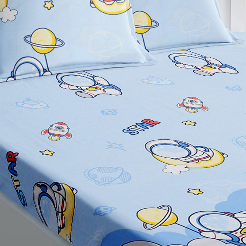 Space Astronauts Kids Cotton Bedsheet - 210 TC media 4