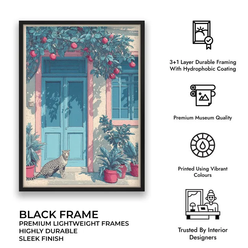 Serenique Floral Entrance Illustration Canvas Wall Painting With Black Frame media 7