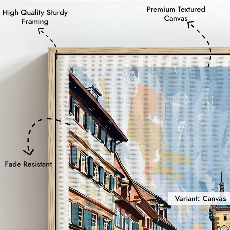 Vintage Frankfurt Framed Canvas Archival Canvas Wall Painting - Natural Brown Frame media 6