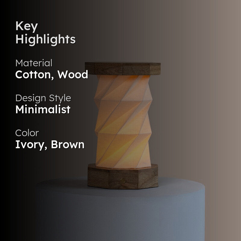 Fig Living Foldplay Cotton Table Lamp - Ivory,Brown media 2