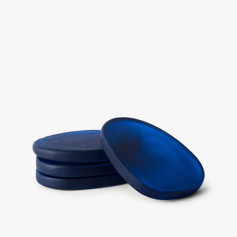 Glossy Pebble Glass Coaster (Blue) - Set Of Four media 4
