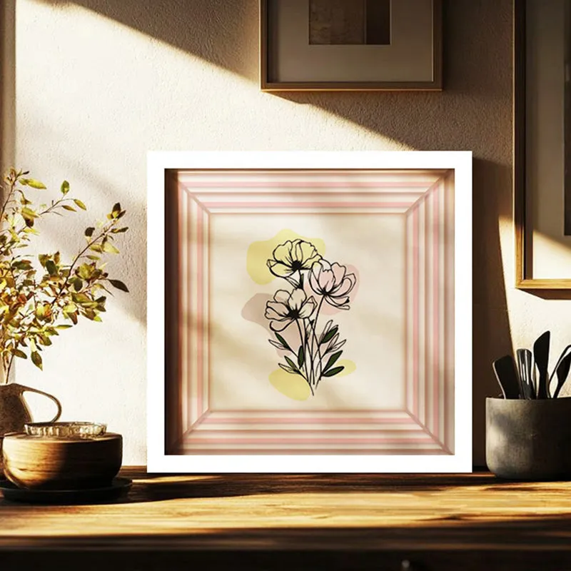 Blushing Buds Wall Art with White Frame media 1