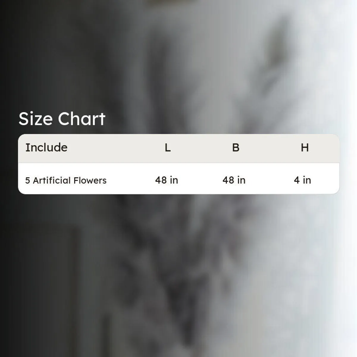 Size chart graphic for the pampas stick set