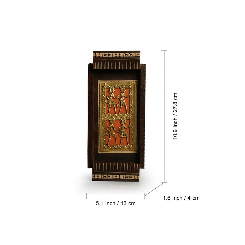Tamra Vrinda Mango Wood & Brass Dhokra Wall Accent - Set of Two media 7