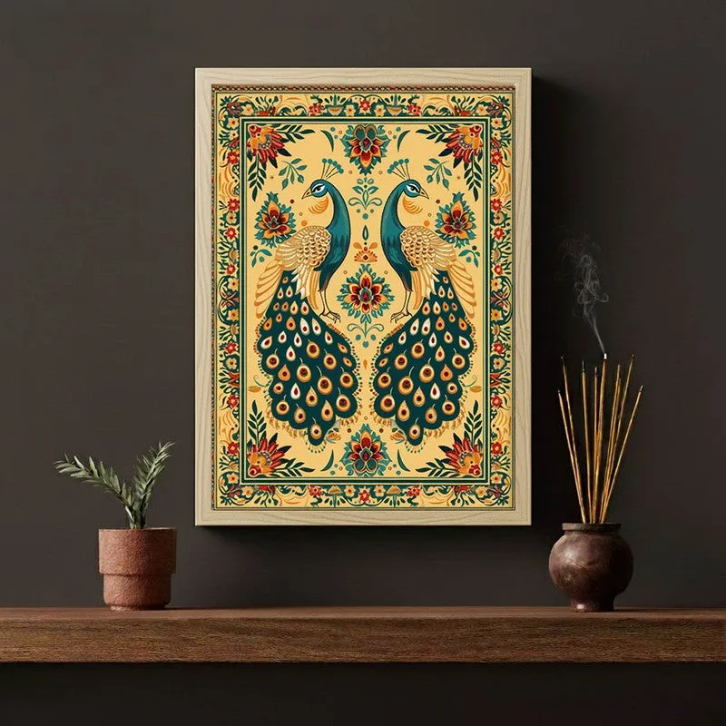 Mayura Folk Art Canvas Wall Painting With Brown Frame media 5