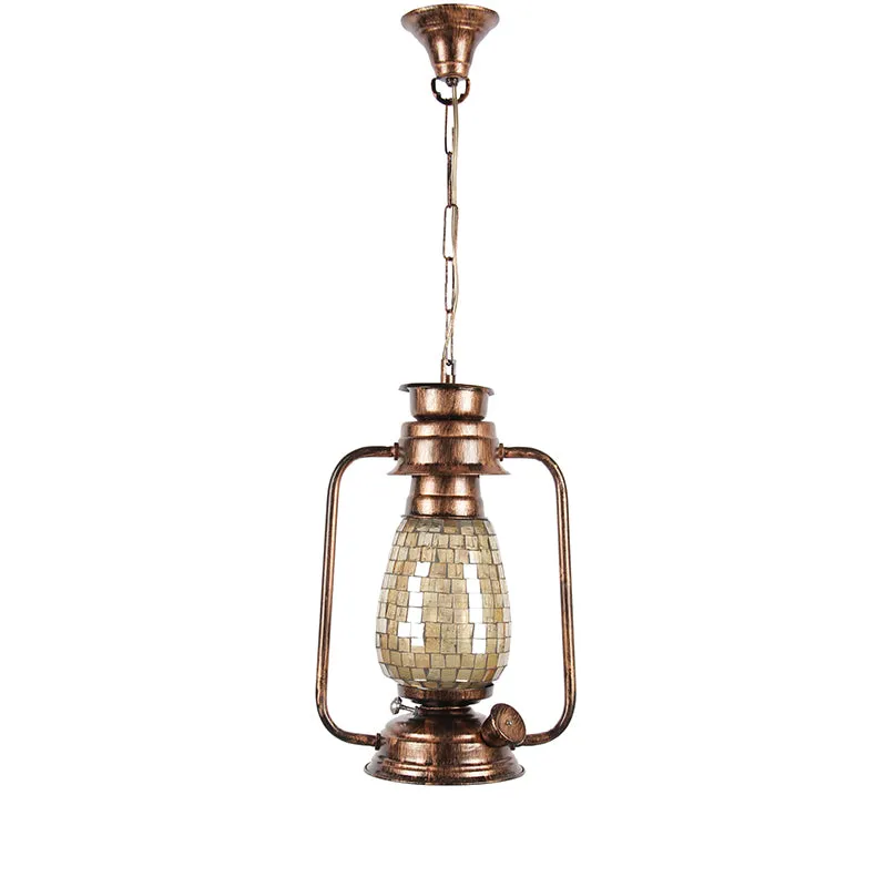 Avina Mosaic Lantern Glass Ceiling Lamp - Copper media 3