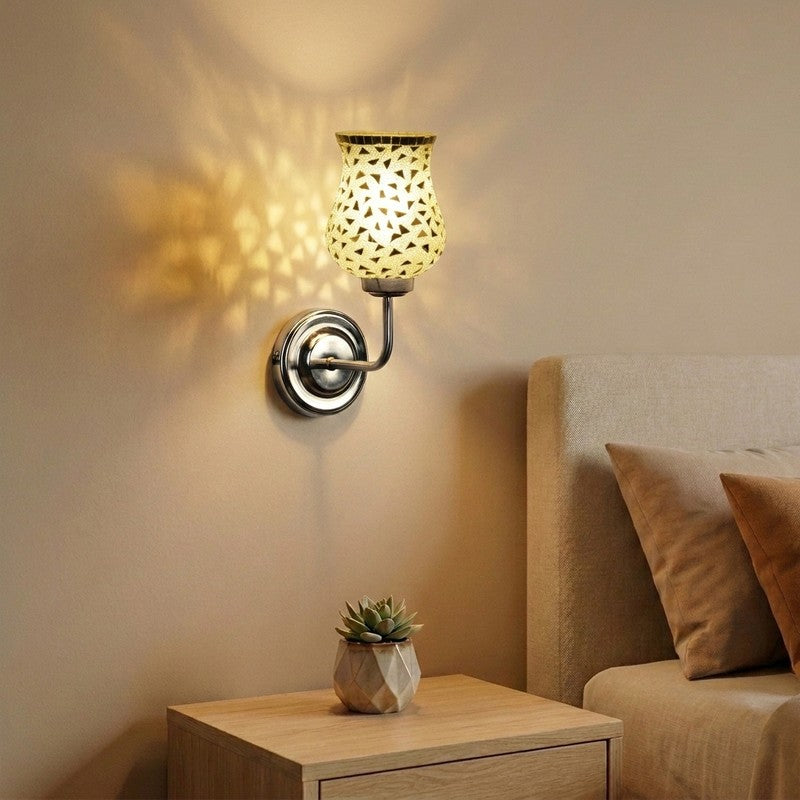 MosaicBloom Silver Shard Mosaic Glass Wall Lamp - Silver