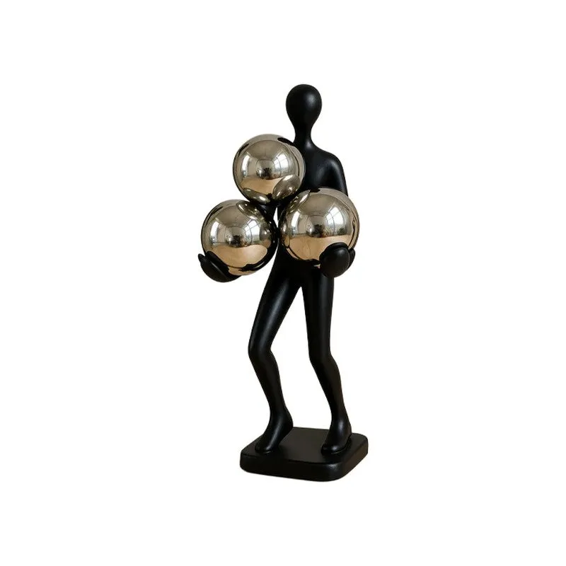 Modern Balance Trio Sphere Figurine Showpiece - Black media 3