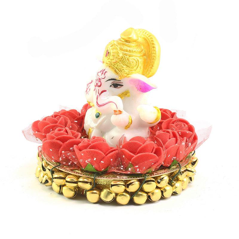 Ganesha Pooja Plate Idol - Red & White media 5