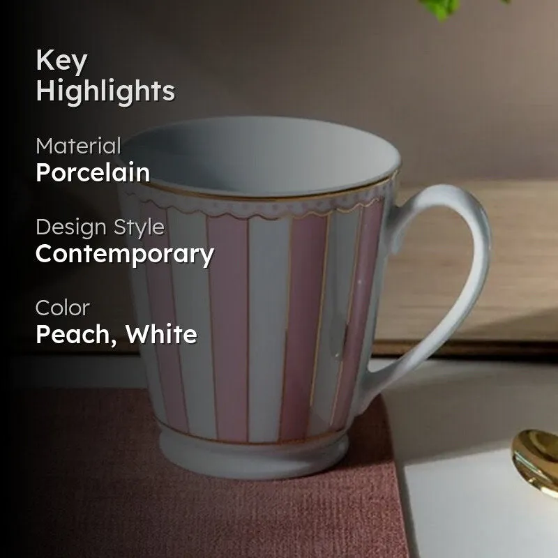 Noritake Porcelain Coffee Mug (Peach & White) - 300 mL media 2