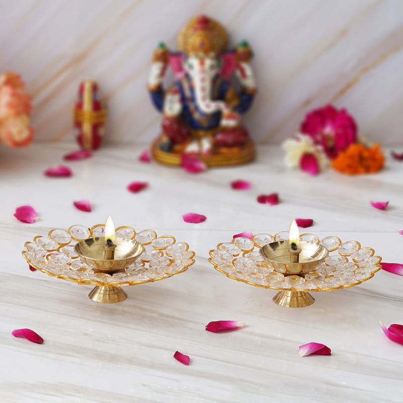 Maghera Crystal Diya - Set Of Two