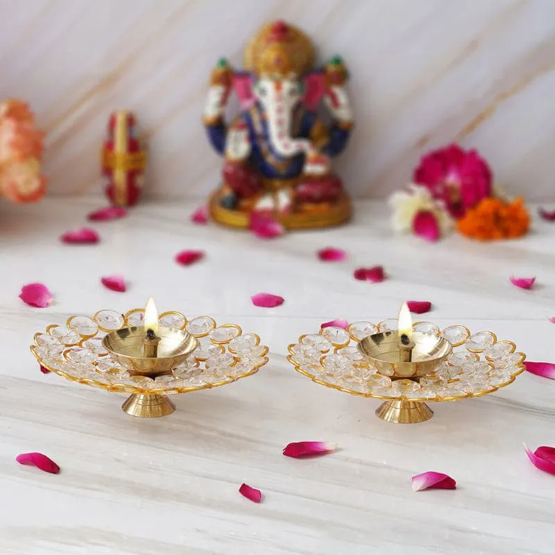 Maghera Crystal Diya - Set Of Two media 1