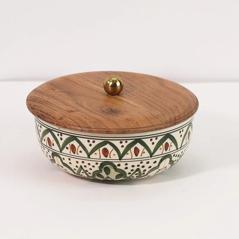 Forest Fragments Ceramic Bowl with Mango Wood Lid - 750 mL media 3