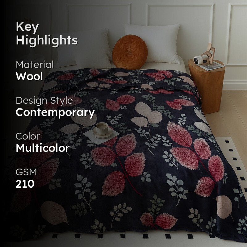 Petalyn Floral Woolen Blanket (Multicolor) - 210 GSM media 2