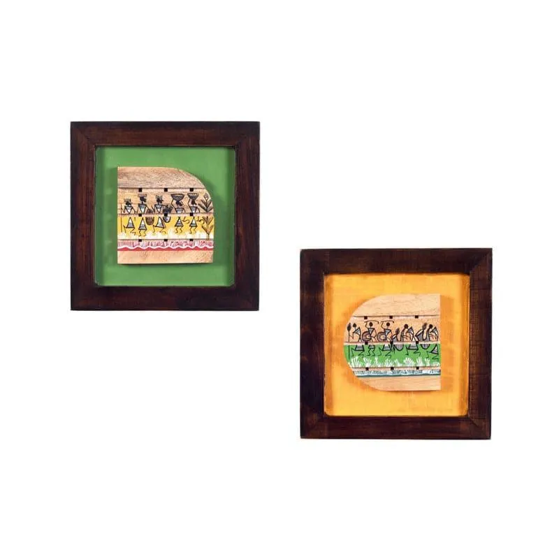 Warli Wrap Wooden Wall Art - Set Of Two media 3