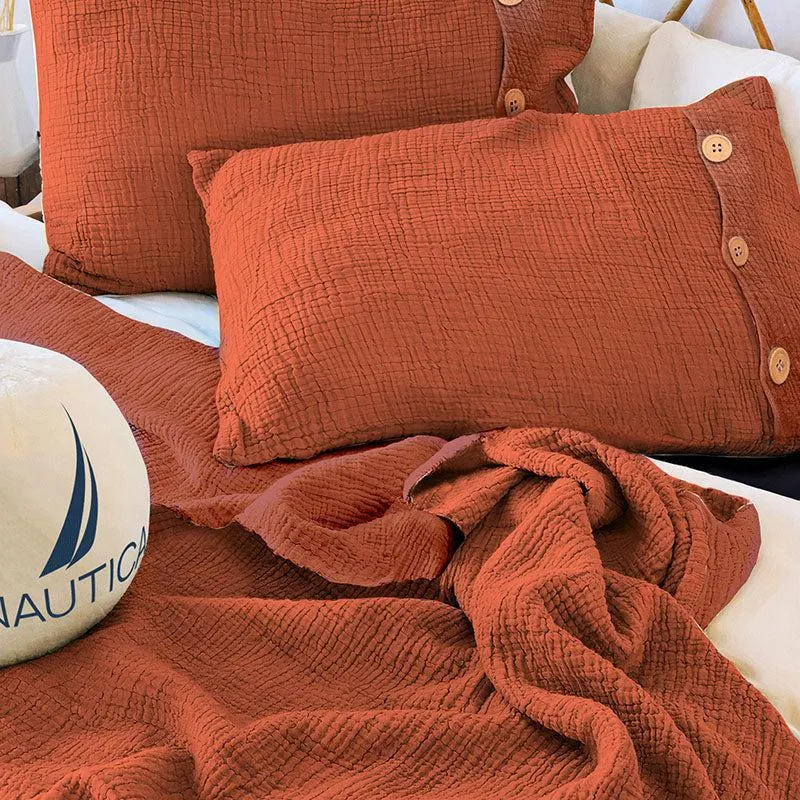 Nautica Champagne Whisper Solid Cotton Bedsheet (Rust Orange) - 350 TC media 3