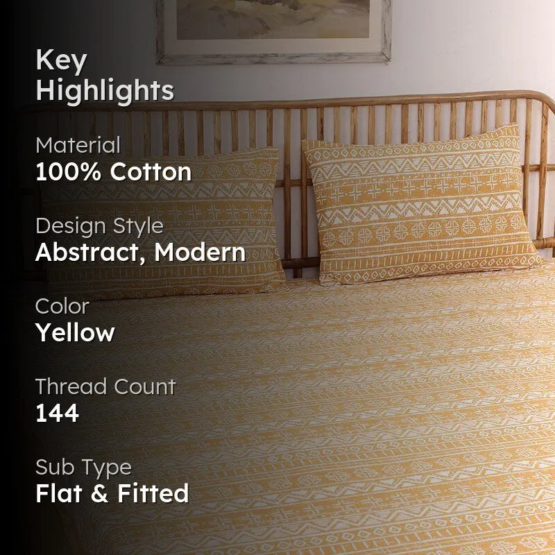 Kullu Patti Cotton Bedsheet (Yellow) - 144 TC media 2