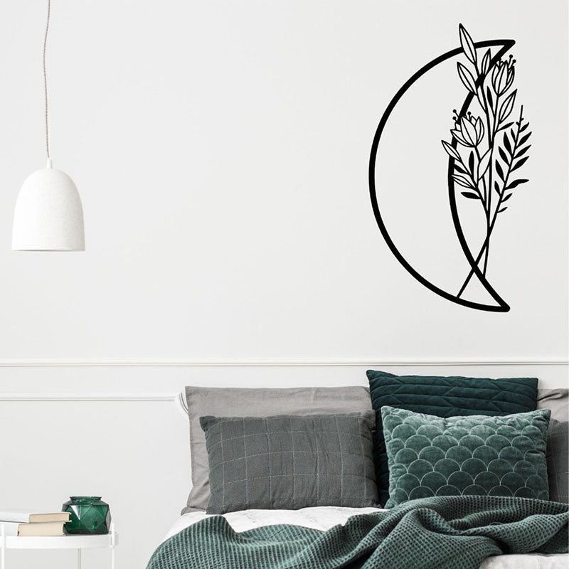 Flower Moon Black Iron Wall Accent