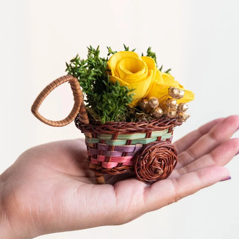 Tritona Dried Mini Floral Basket (Yellow) - Set Of Six media 3