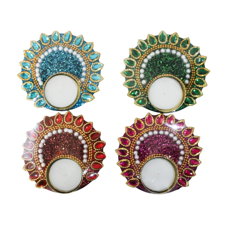 Roshna Jewelled Tea Light Holder (Round) - Set Of Four media 6