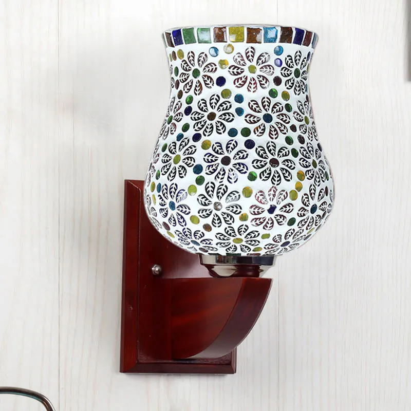 Shimmering Mosaic Wooden Wall Lamp media 3