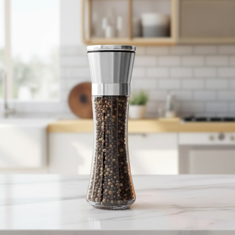Conical Glass Salt & Pepper Shaker with Stainless Steel Top