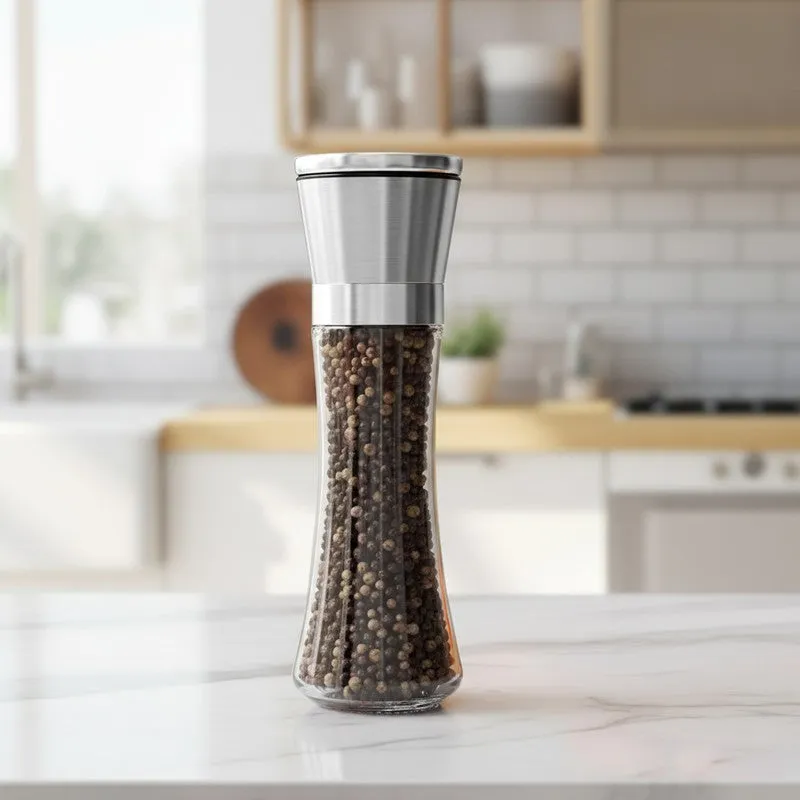 Conical Glass Salt & Pepper Shaker with Stainless Steel Top media 1