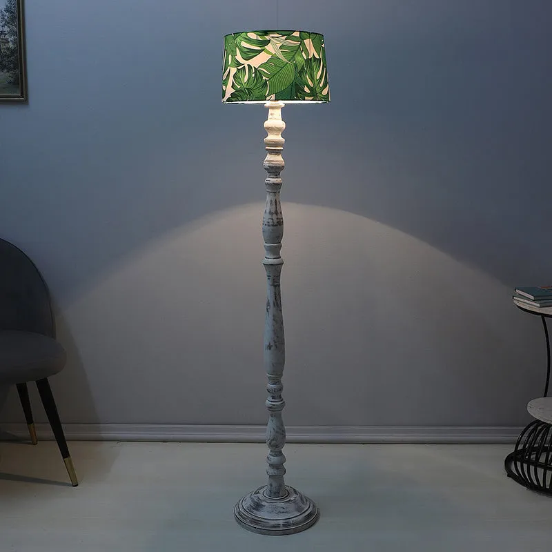 Kaizen Totem Printed Mango Wood Floor Lamp - White media 1