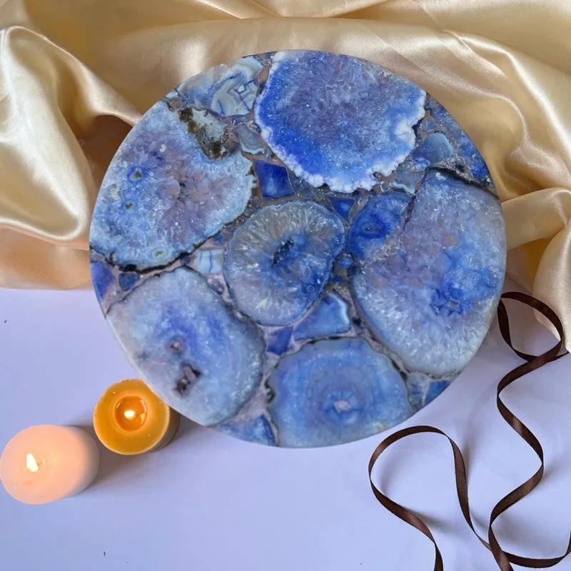 Myrla Handcrafted Agate Cake Stand - Blue media 4