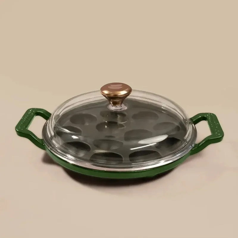 Cumin Co Enamel Cast Iron Paniyaram Pan - Green media 3