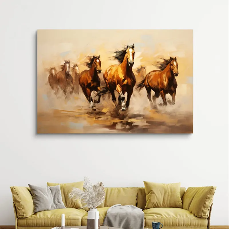 Rustic Stallions Canvas Wall Painting media 5