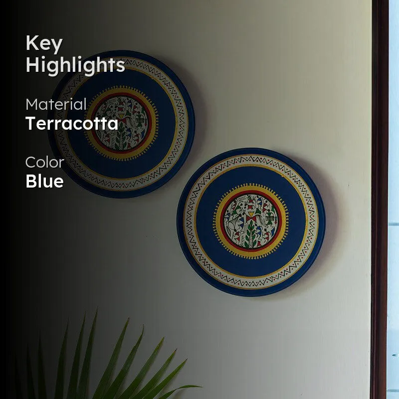 Naara Handpainted Wall Plate (Blue) - Set Of Two media 2